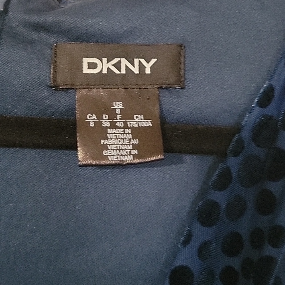 DKNY Deep Navy Velvet Dot Wrap Midi Dress In Size 8 - Picture 2 of 4